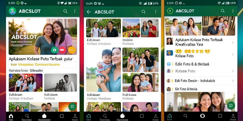 Screenshot antarmuka ABCSLOT menampilkan opsi kolase foto yang menarik.