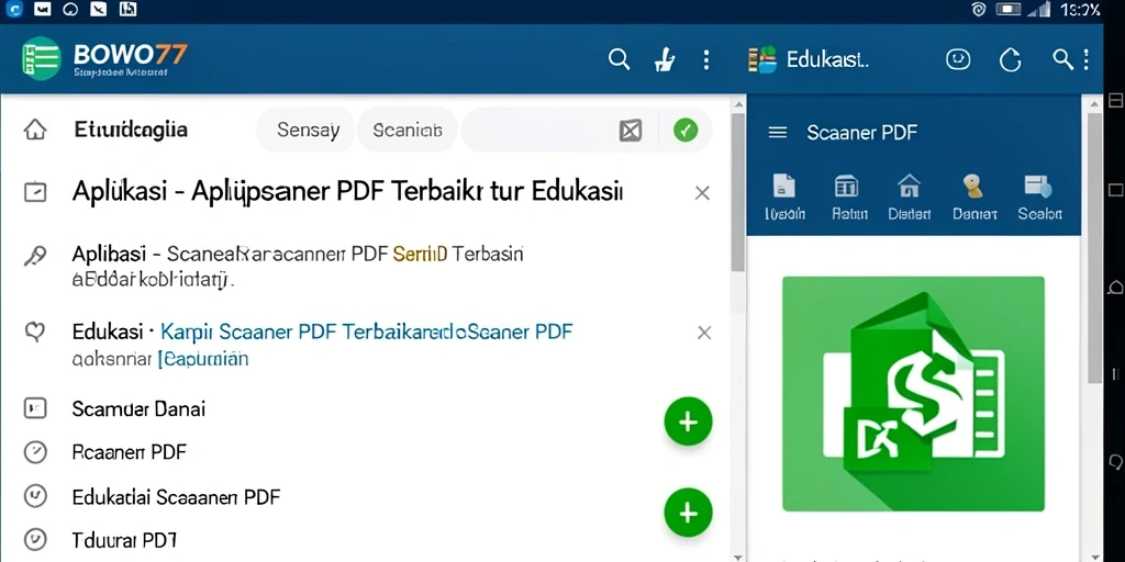 Tampilan antarmuka aplikasi BOWO77 untuk pemindaian PDF.