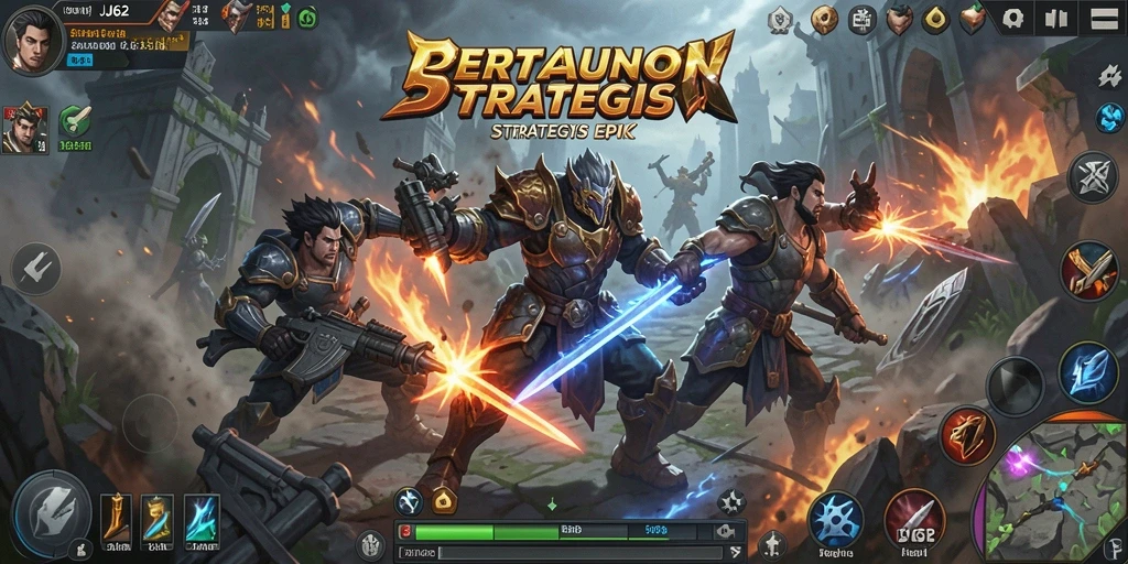 Tampilan antarmuka JJ62 dengan berbagai unit strategi yang menarik.