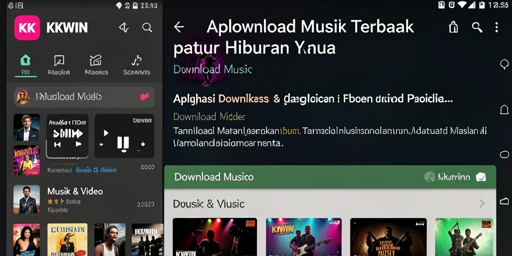 Tampilan antarmuka KKWIN untuk unduh musik yang mudah digunakan.