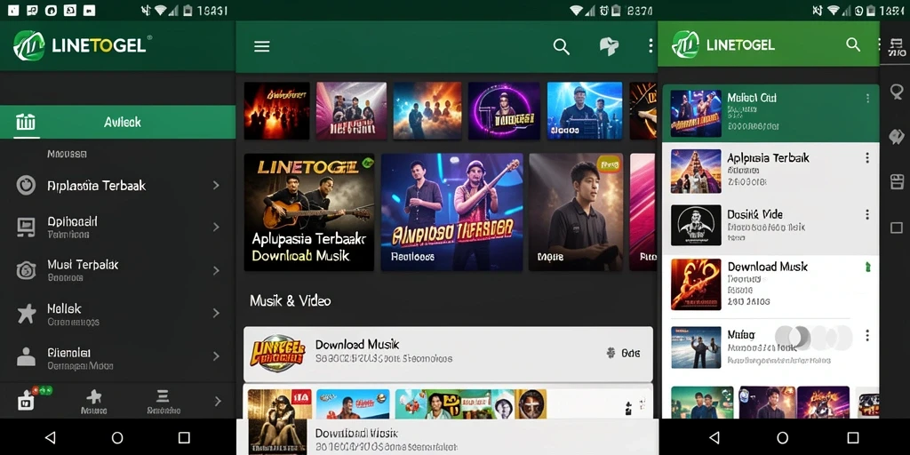 Tampilan antarmuka pengguna LINETOGEL untuk Download Musik yang intuitif.
